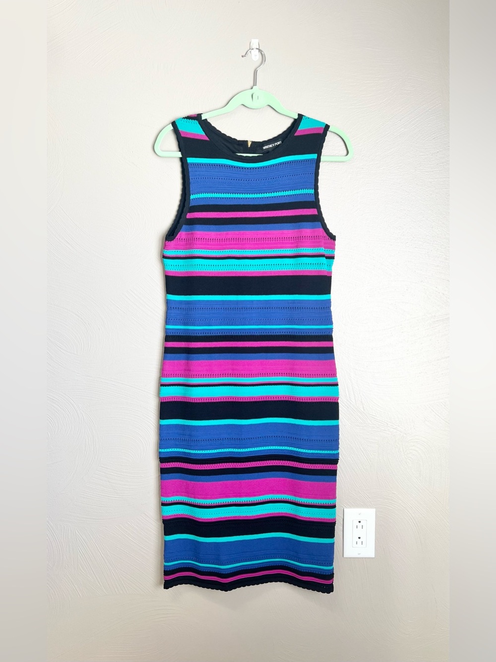 Whitney Port Multi-Colored Pointelle Column Knit Dress